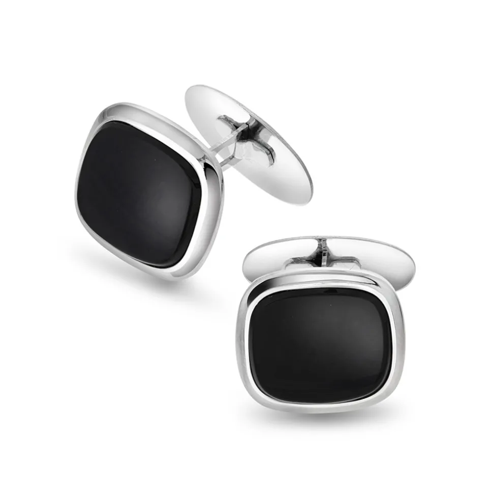 NC Christophersen – Mansjettknapper i hvitt gull med onyx