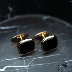 NC Christophersen – Mansjettknapper i gull med svart onyx