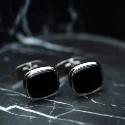 NC Christophersen – Mansjettknapper i hvitt gull med onyx