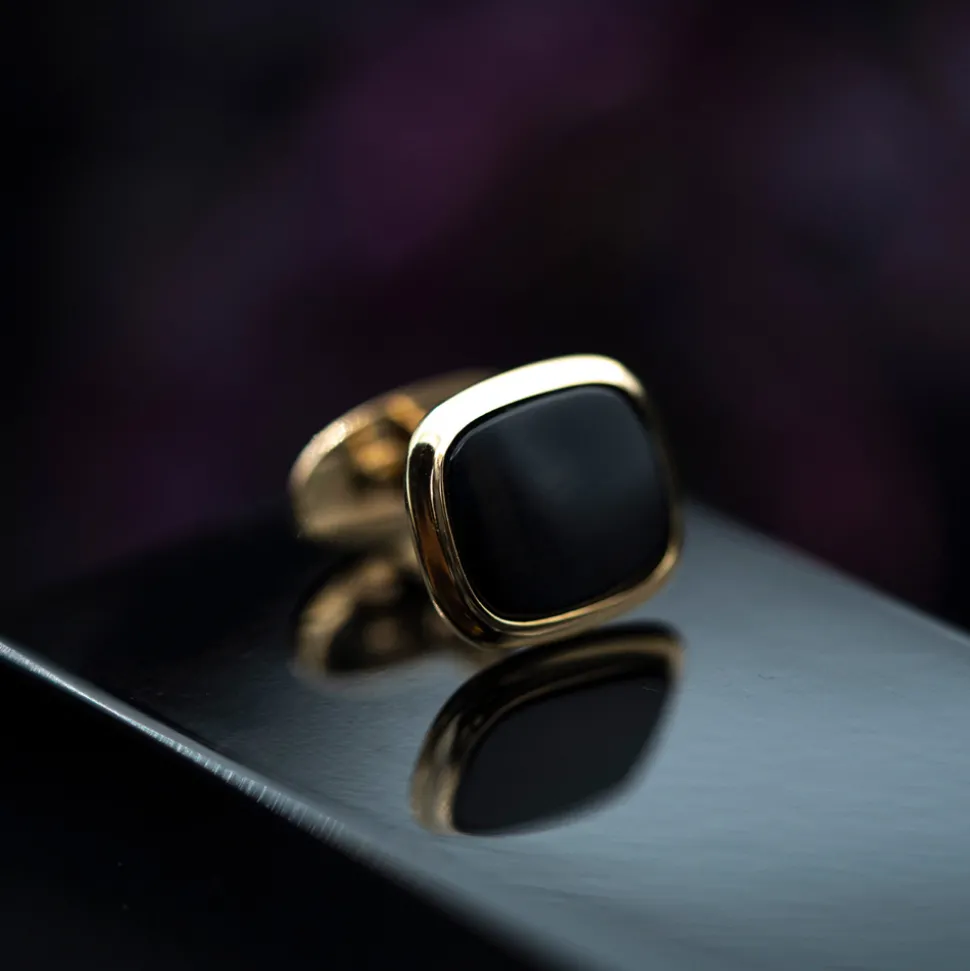 NC Christophersen – Mansjettknapper i gull med svart onyx
