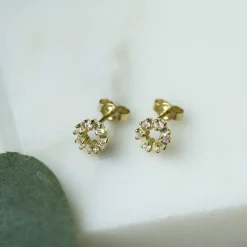 NC Christophersen – Sirkel ørepynt i gult gull med diamanter – 0,24 ct TW/SI