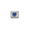 Nomination – Comp. CL HEART FACETED CZ in stainless steel E 925 sterling silver twisted setting BLUE