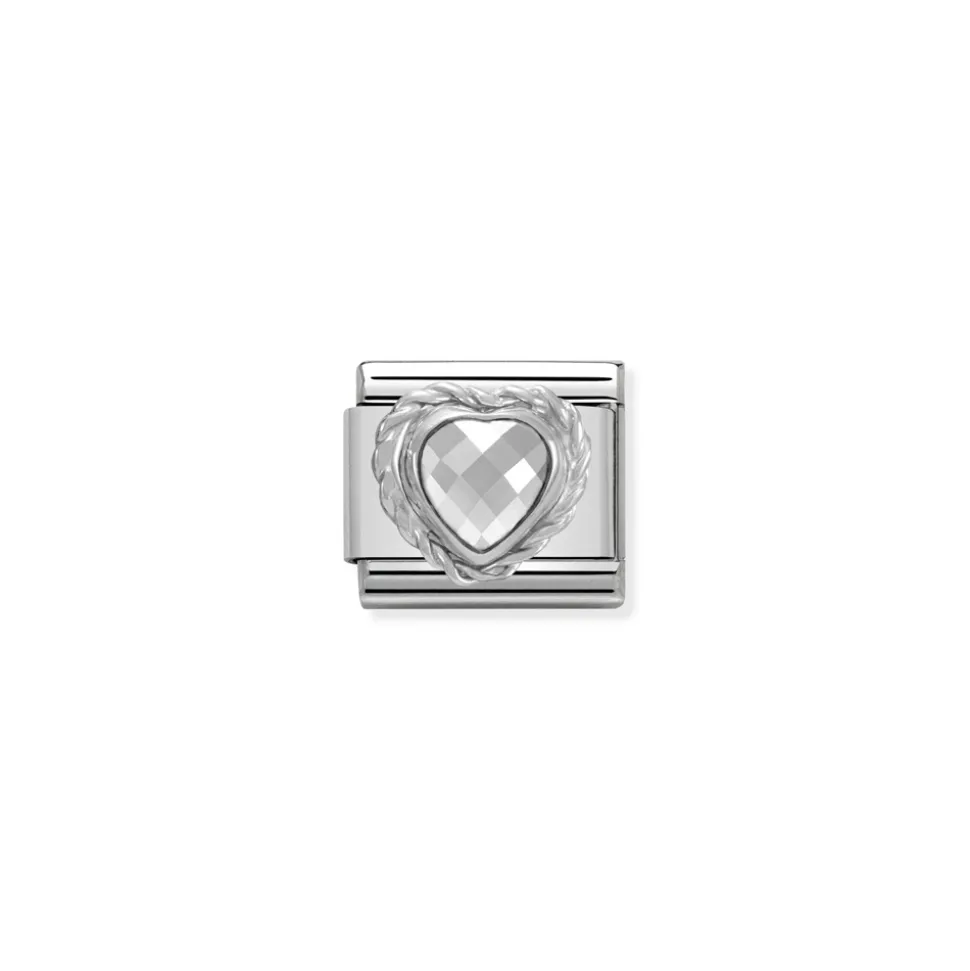 Nomination – Comp. CL HEART FACETED CZ in stainless steel E 925 sterling silver twisted setting White
