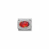 Nomination – Comp. Classic hard stones stainless steel, rich 925 sterling silver setting RED OPAL