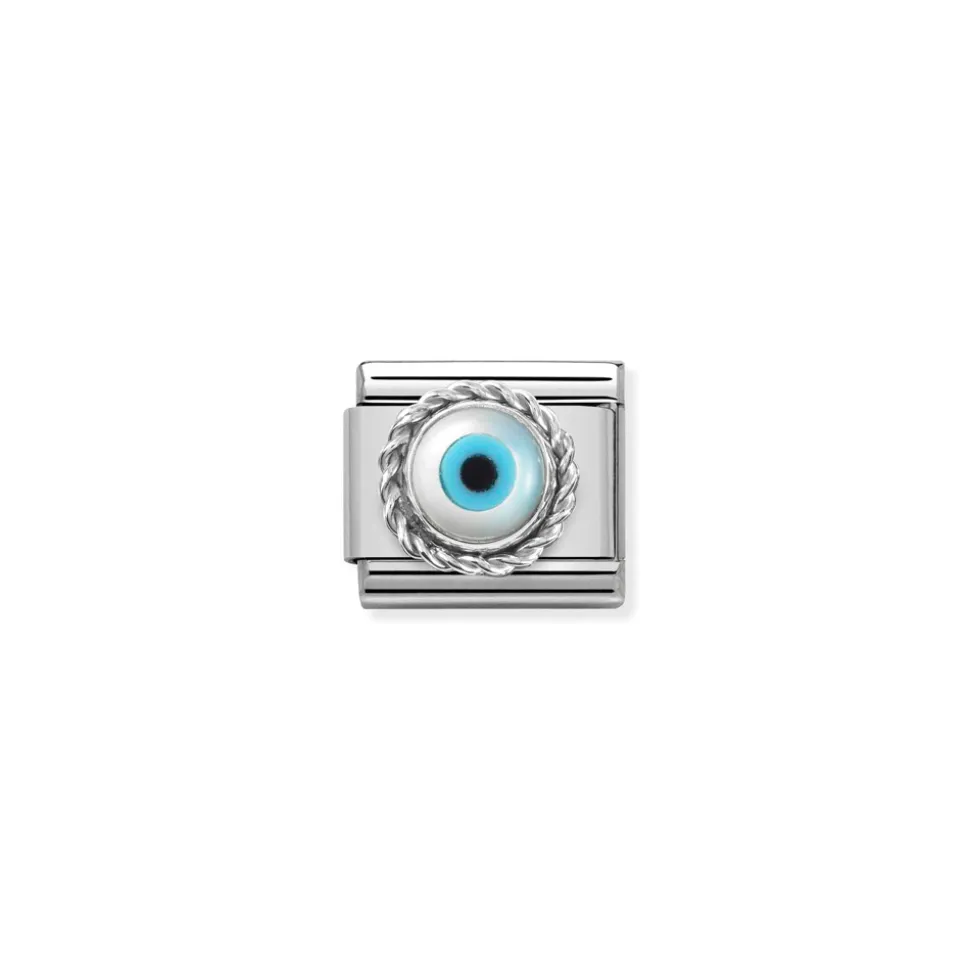 Nomination – Comp. Classic STONES, steel, ROUND RICH SETTING in 925 sterling silver GREEK EYE