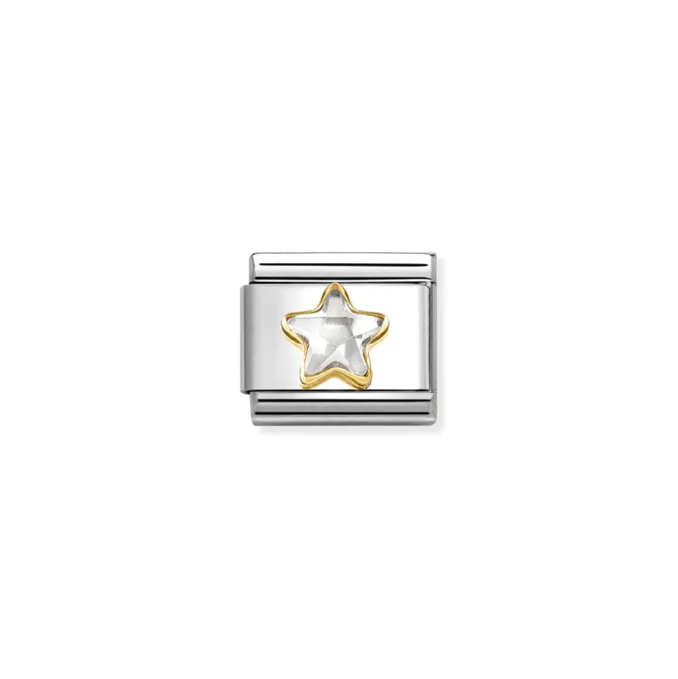 Nomination – COMP, CLASSIC C,Z, FACETED STAR IN STEEL, 750 GOLD (010_WHITE)