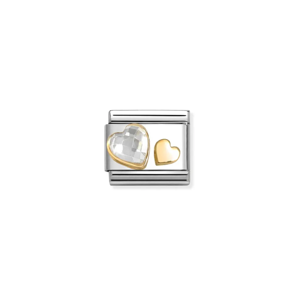 Nomination – Comp, Classic C,Z, FACETED with SYMBOLS steel, 750 gold (08_WHITE heart)