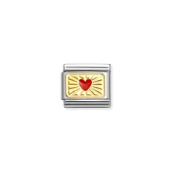 Nomination – Composable Classic PLATES steel , enamel and 18k gold (58_Diamond RED heart)