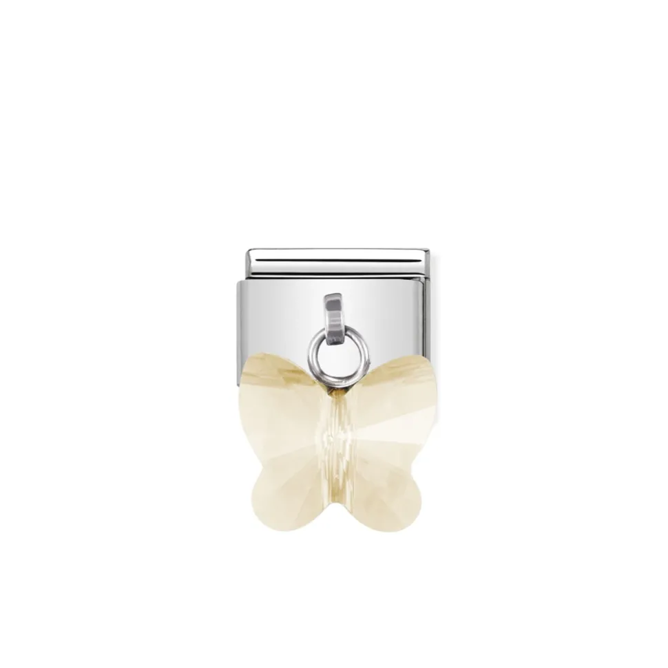 Nomination – COMPOSABLE Classic links in stainless steel with CRYSTAL butterflies (21_Champagne)