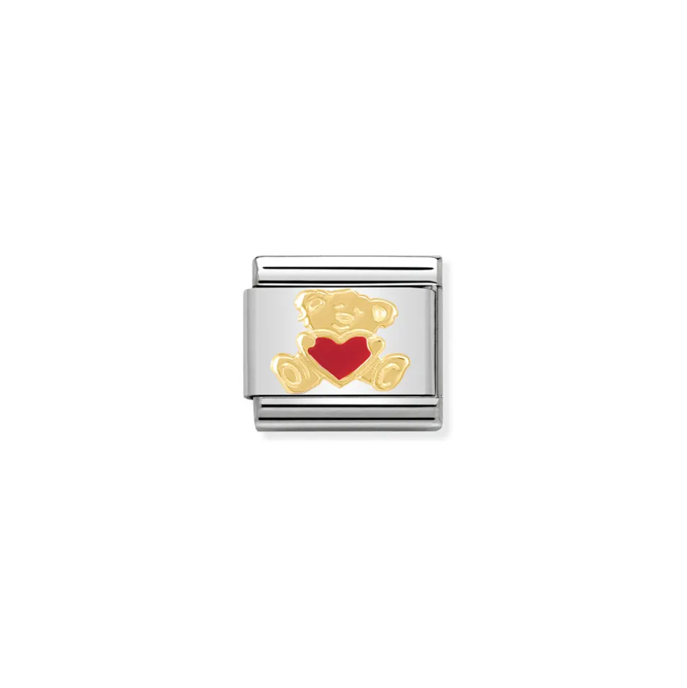Nomination – Composable Classic LOVE 1 stainless steel, enamel and 18k gold Bear with heart