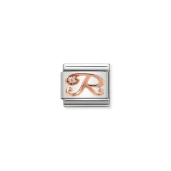 Nomination – Composable Classic LETTERS steel, zircon and 9k rose gold R