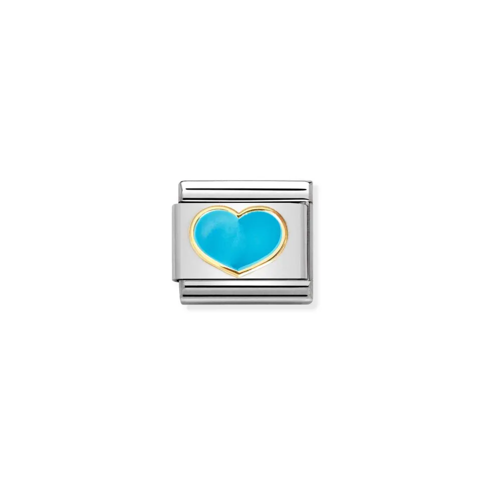 Nomination – COMPOSABLE CLASSIC LOVE 2 STAINLESS STEEL, ENAMEL AND 18K GOLD (25_TURQUOISE HEART)