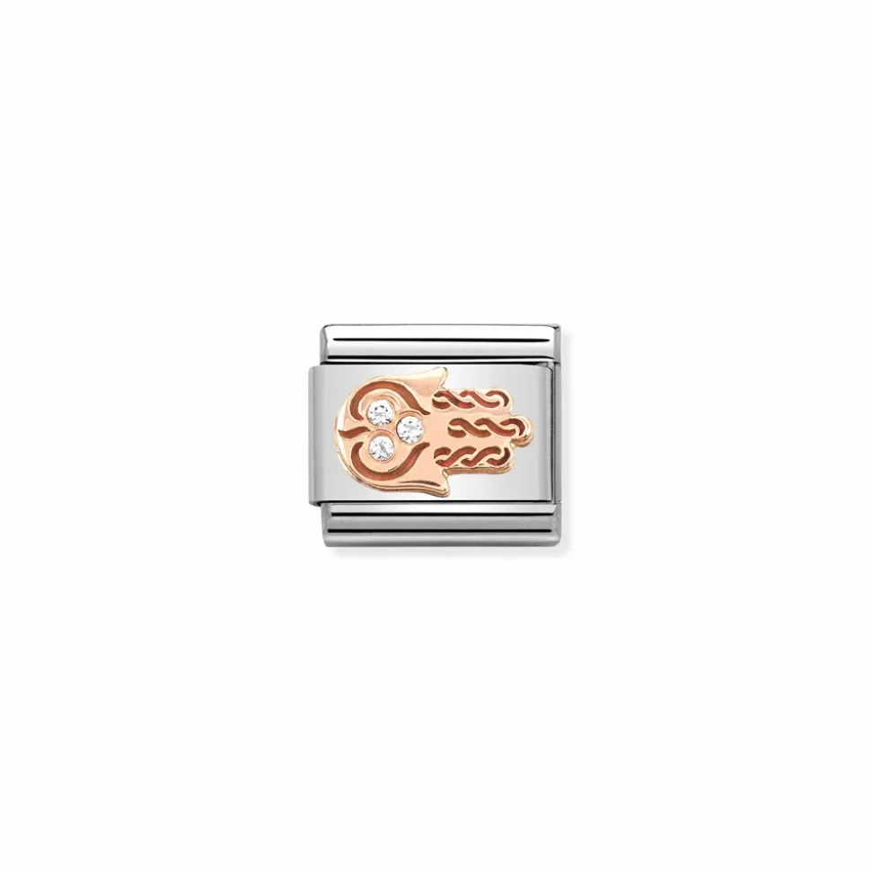 Nomination – Composable Classic Symbols in stainless steel with 9k rose gold and CZ Hand of Fatima