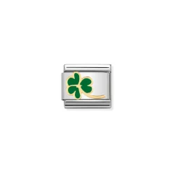 Nomination – COMPOSABLE Classic NATURE in stainless steel with enamel and 18k gold Clover with stem