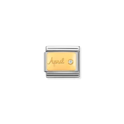 Nomination – Composable Classic MONTH STONE in steel, stones and 18k gold April DIAMOND