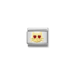 Nomination – Composable Classic SYMBOLS steel, enamel and 18k gold (43_Cat with heart eyes)