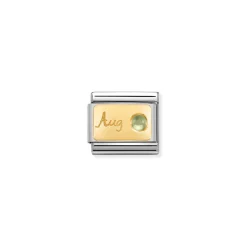 Nomination – Composable Classic MONTH STONE in steel, stones and 18k gold August PERIDOT
