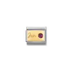 Nomination – Composable Classic MONTH STONE in steel, stones and 18k gold January GARNET