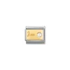 Nomination – Composable Classic MONTH STONE in steel, stones and 18k gold June WHITE PEARL