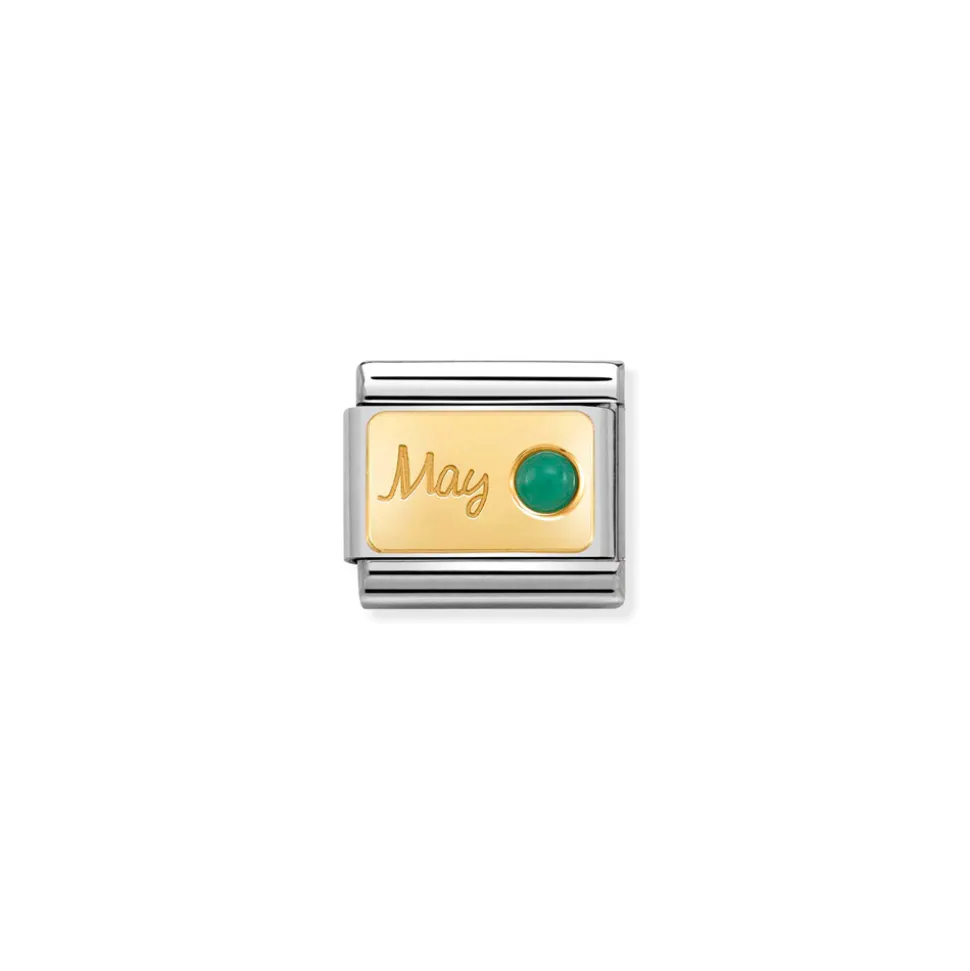 Nomination – Composable Classic MONTH STONE in steel, stones and 18k gold May EMERALD