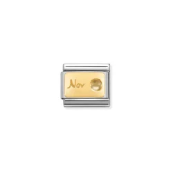 Nomination – Composable Classic MONTH STONE in steel, stones and 18k gold November CITRINE