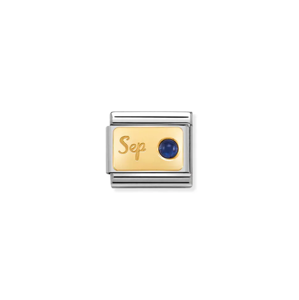 Nomination – Composable Classic MONTH STONE in steel, stones and 18k gold September SAPPHIRE