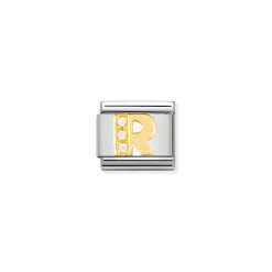 Nomination – COMPOSABLE Classic LETTERS in stainless steel with 18k gold and Cubic Zirconia (18_R)
