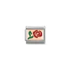 Nomination – Composable Classic PLATES in stainless steel with 9k rose gold and enamel Red Rose