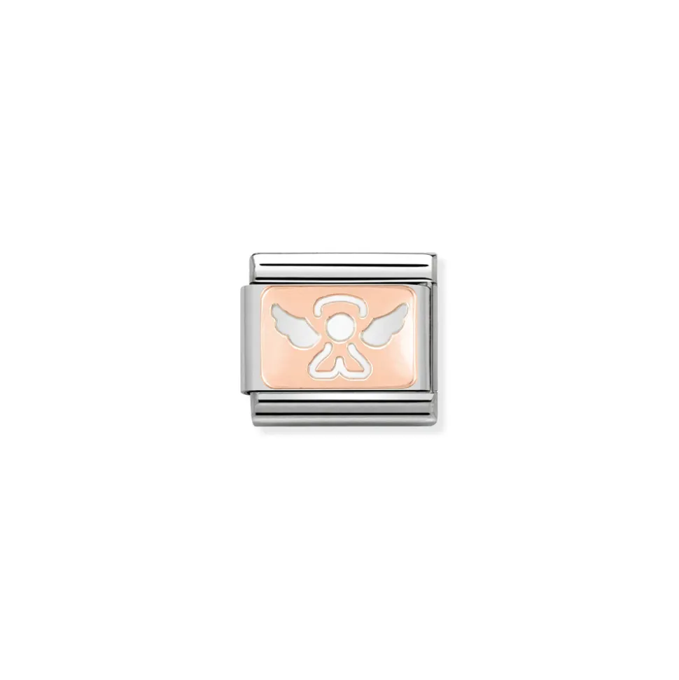 Nomination – Composable Classic PLATES in stainless steel with 9k rose gold CUSTOM Angel