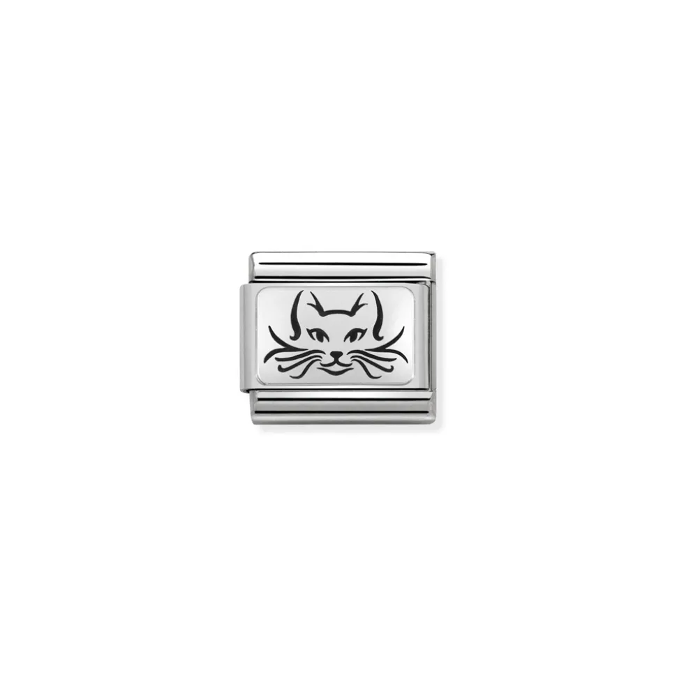 Nomination – Composable Classic OXYDISED PLATES 2 in steel and 925 sterling silver Cat