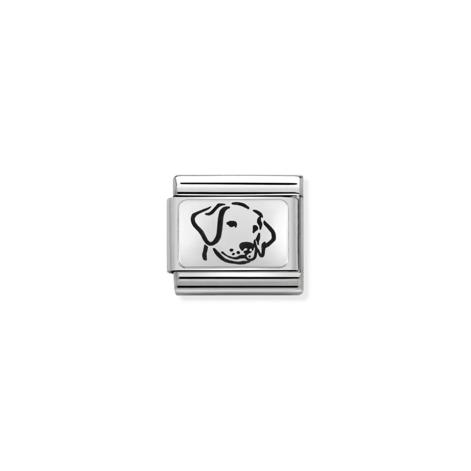 Nomination – Composable Classic OXYDISED PLATES 2 in steel and 925 sterling silver Dog
