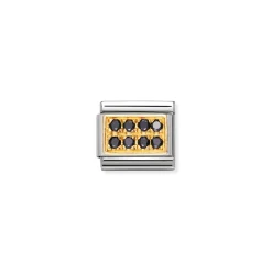 Nomination – COMPOSABLE Classic PAVE in stainless steel with 18k gold and Cubic Zirconia (10_Black CZ)