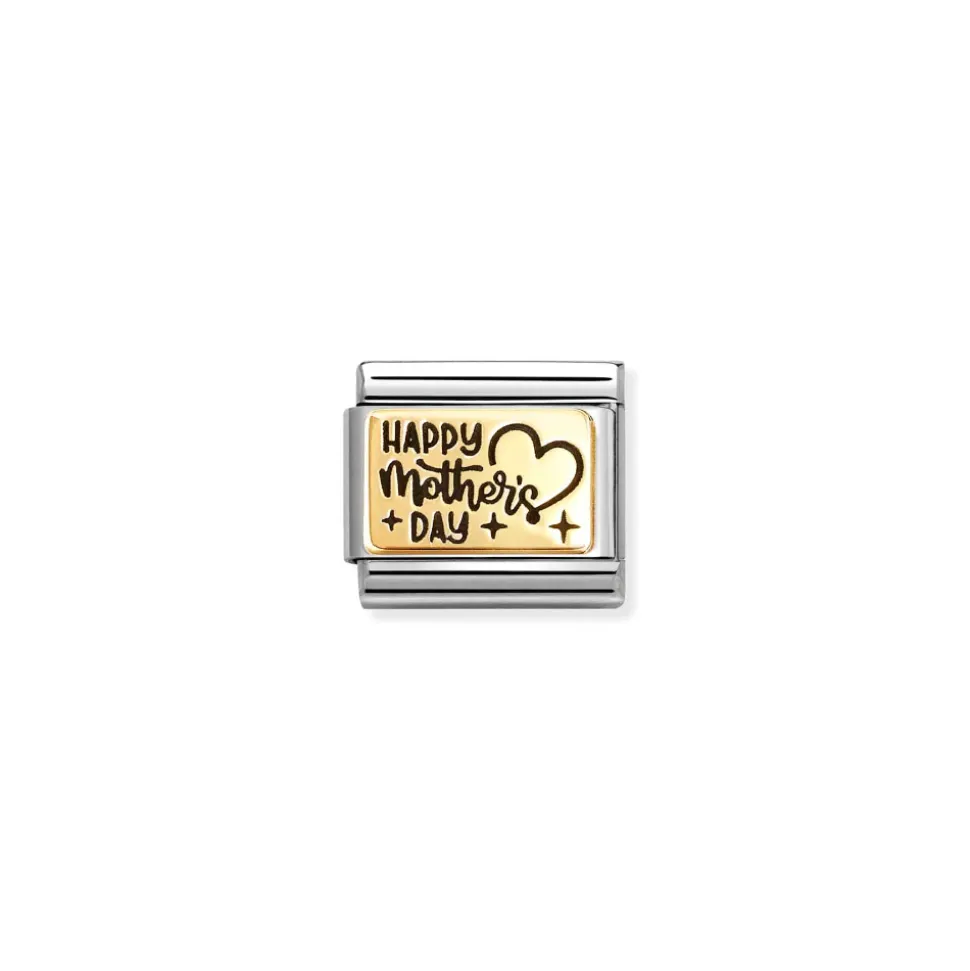 Nomination – Composable Classic PLATES (IC) in steel and 18k gold (36_Happy mother’s day)