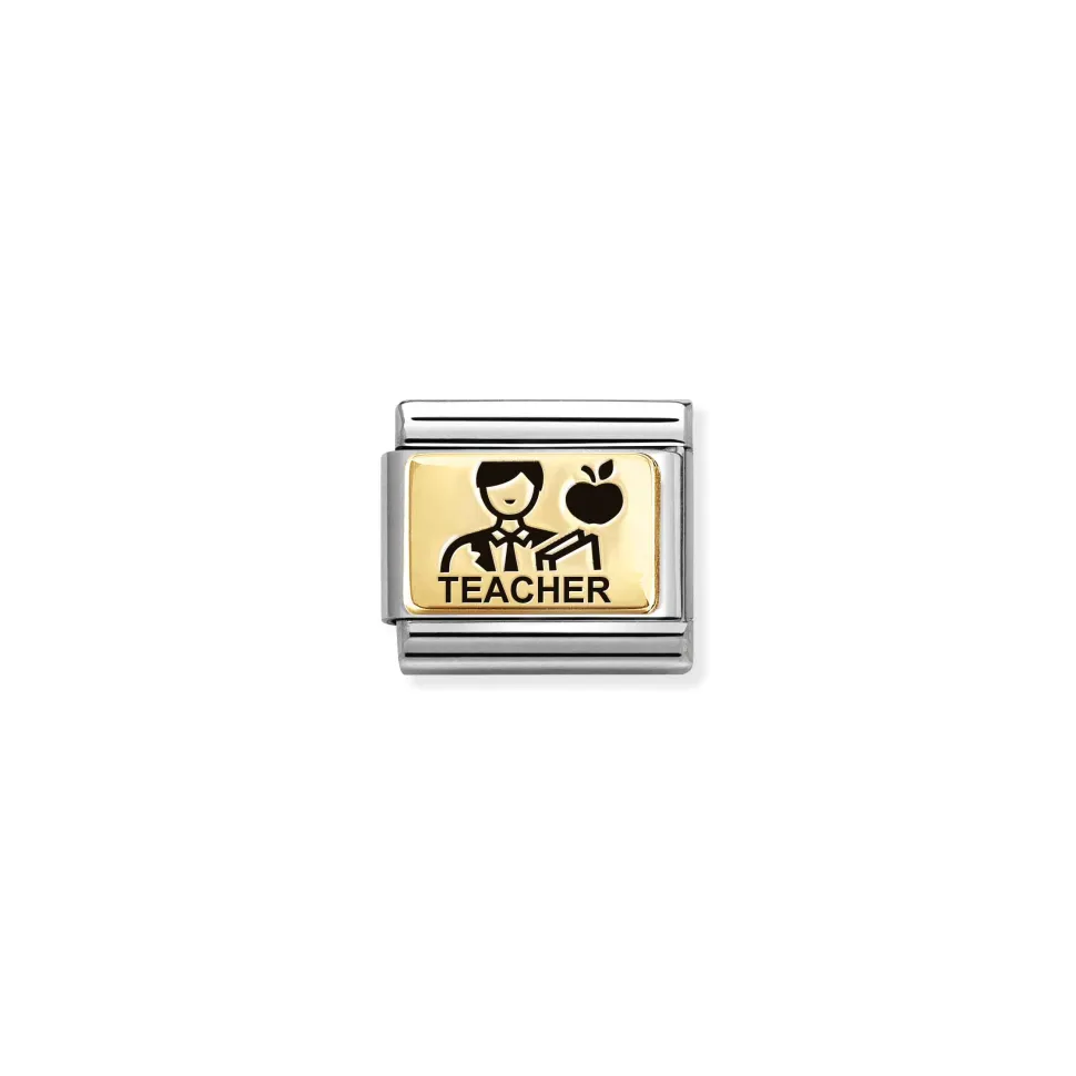 Nomination – Composable Classic PLATES (IC) in steel and 18k gold (51_Man teacher)