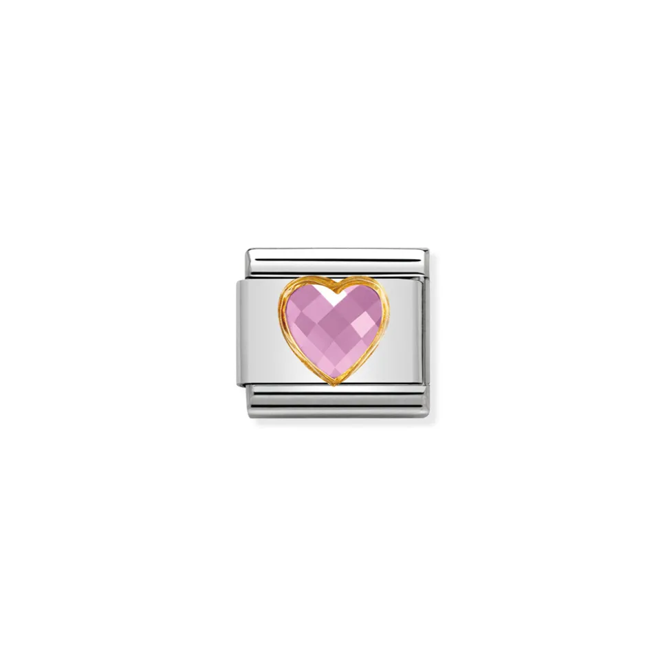 Nomination – Composable Classic HEART FACETED CZ in steel and 18k gold PINK