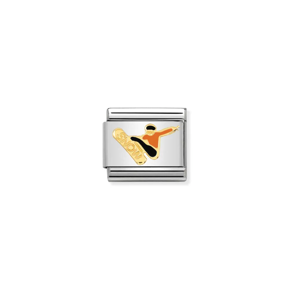 Nomination – COMPOSABLE Classic SPORTS 1 in stainless steel with enamel and 18k gold (17_Snowboarder)