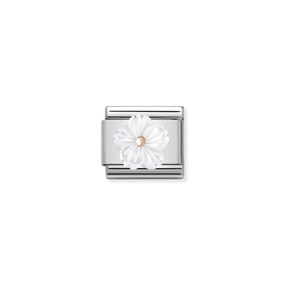 Nomination – COMPOSABLE CLASSIC STONE SYMBOLS IN STAINLESS STEEL AND 9K ROSE GOLD (02_FLOWER IN WHITE MOTHER OF PEARL)