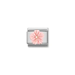 Nomination – Composable Classic STONE SYMBOLS in stainless steel and 9k rose gold Flower in ROSE CORAL