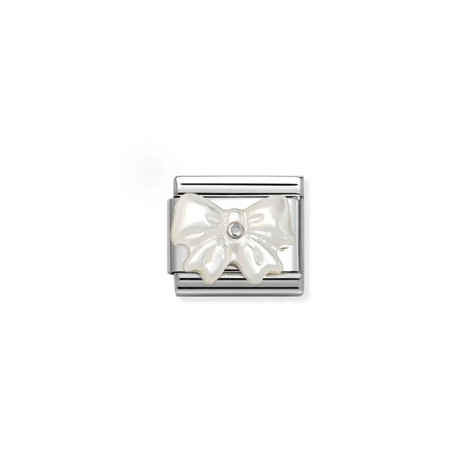 Nomination – Composable Classic STONE SYMBOLS in steel and 925 sterling silver (20_WHITE MOTHER OF PEARL bow)