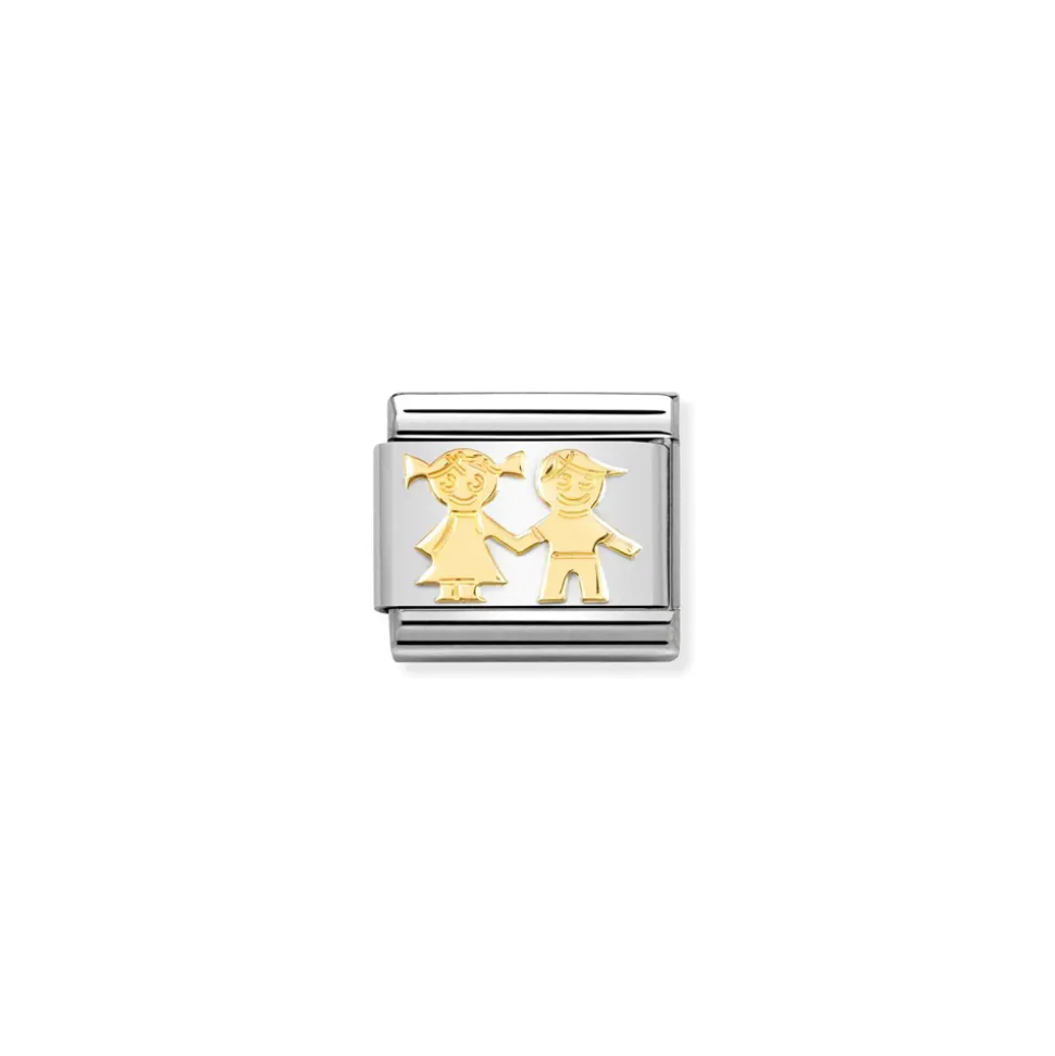 Nomination – Composable Classic SYMBOLS and steel and 18k gold Sister and brother