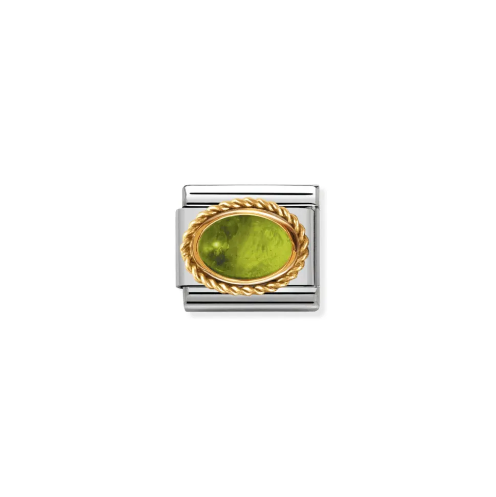 Nomination – Composable Classic STONES in stainless steel with 18k gold setting and detail (05_PERIDOT)