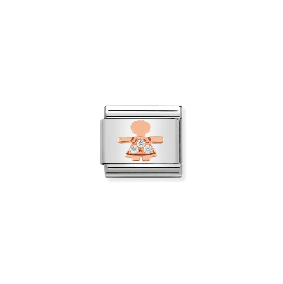 Nomination – Composable Classic Symbols in stainless steel with 9k rose gold and CZ (07_Little girl)