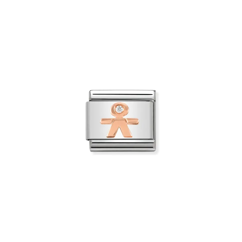Nomination – Composable Classic Symbols in stainless steel with 9k rose gold and CZ (08_Little boy)