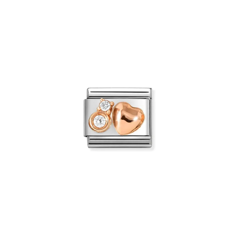Nomination – COMPOSABLE CLASSIC SYMBOLS IN STAINLESS STEEL WITH 9K ROSE GOLD AND CZ (51_WHITE ROUNDED HEART)