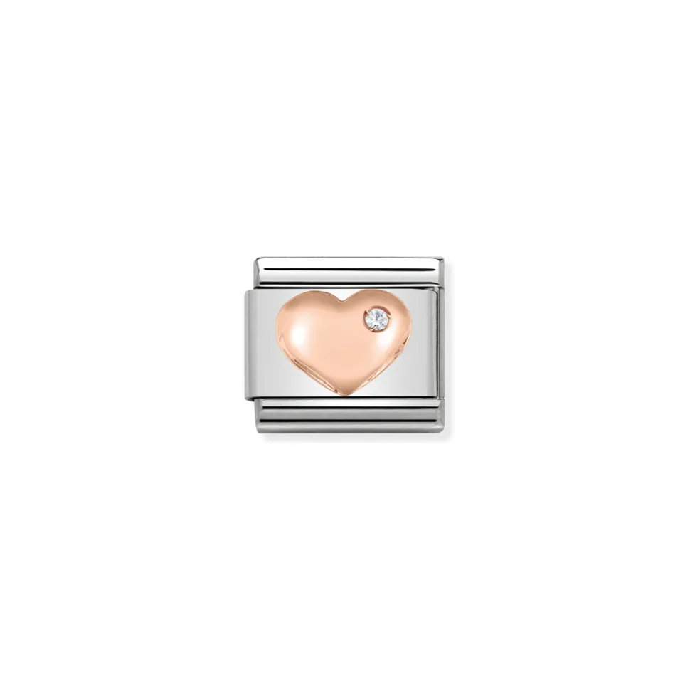 Nomination – Composable Classic Symbols in stainless steel with 9k rose gold and CZ Heart