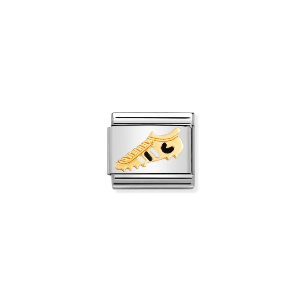 Nomination – COMPOSABLE Classic ITALIAN FOOTBALL in stainless steel with enamel and 18k gold (24_WHITE-BLACK football boot)
