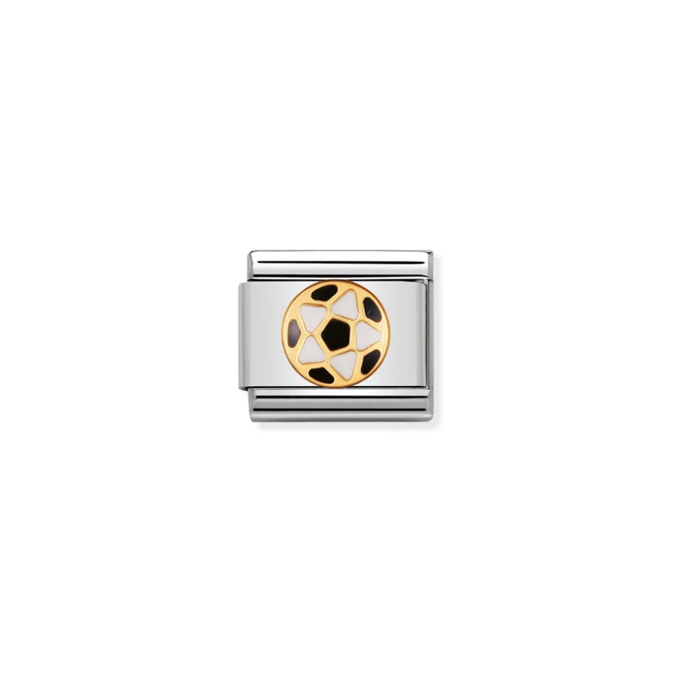 Nomination – COMPOSABLE Classic ITALIAN FOOTBALL in stainless steel with enamel and 18k gold BLACK-WHITE Ball