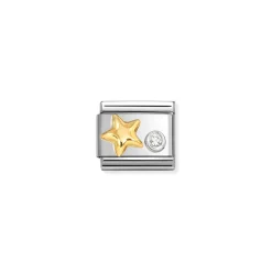 Nomination – Composable Classic SYMBOLS steel, 750 gold, 925 silver and CZ (01_Raised star cz WHITE)
