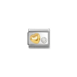 Nomination – Composable Classic SYMBOLS steel, 750 gold, 925 silver and CZ (02_Raised heart cz WHITE)
