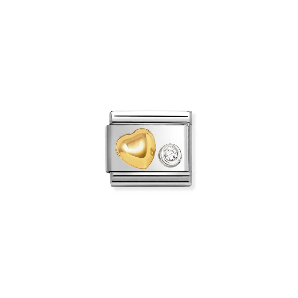 Nomination – Composable Classic SYMBOLS steel, 750 gold, 925 silver and CZ (02_Raised heart cz WHITE)